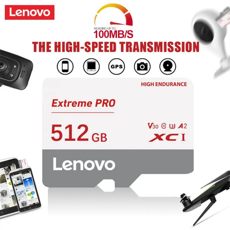 Lenovo Class10 Mini Sd Card 2Tb 1Tb Micro Tf Sd Card 512Gb Sd/Tf Flash Memory Card 256Gb Sd Memory Card 128Gb Per Telefoni Ps4 Ps5