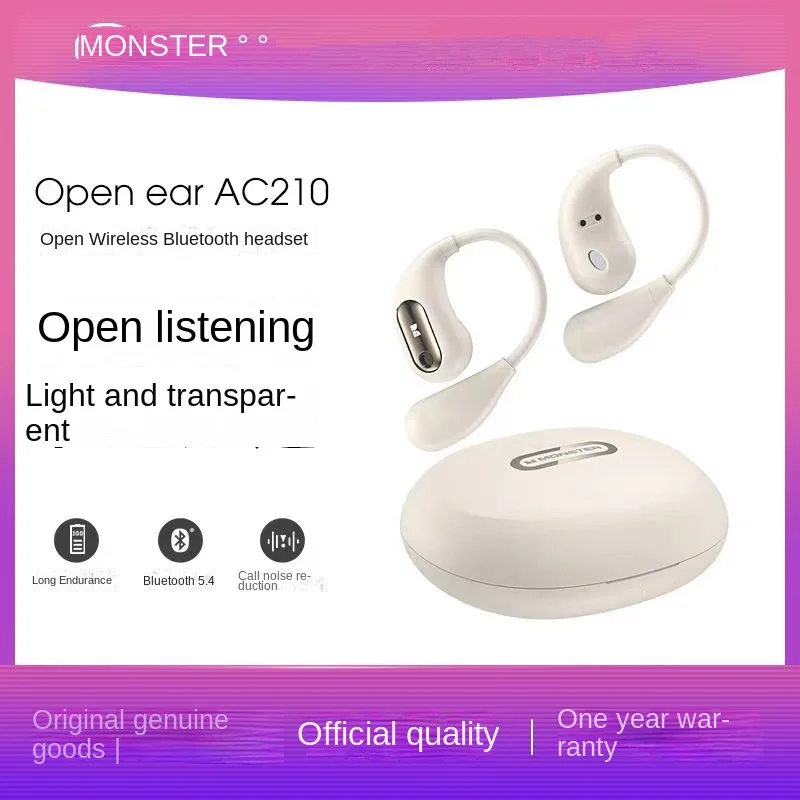 

Monster-Wireless Bluetooth Earphones Open Ear AC210 Sports Headphones, Stereo Bone Conduction Earbuds, Waterproof Earphone AC210
