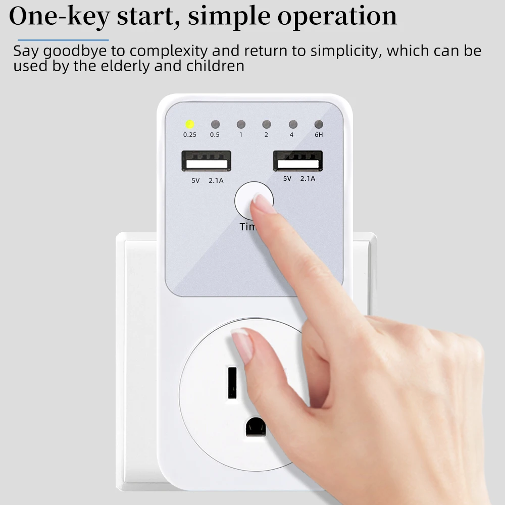 Intelligent Programmable Countdown Timer Socket Electrical 6HR Socket for USB Interface Switch with EU US UK FR Plug 4