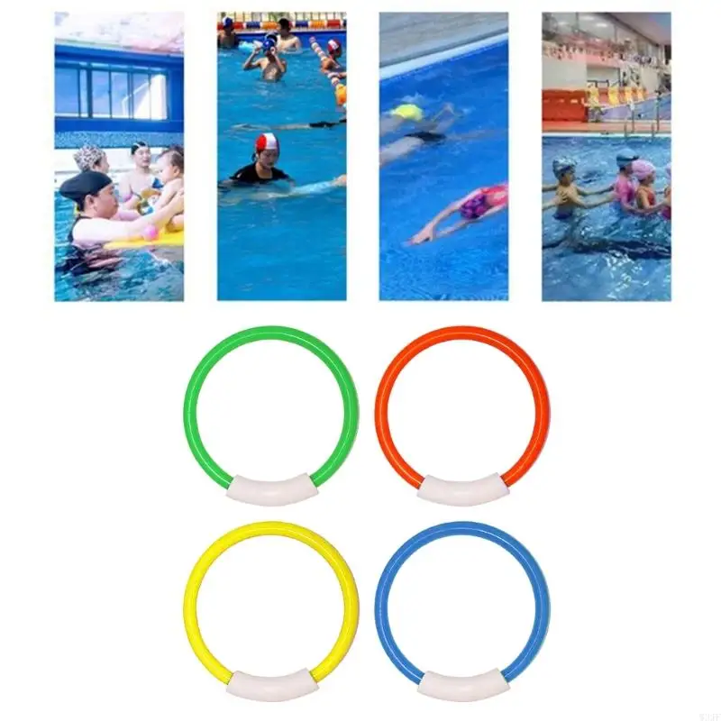 W3JF 4pcs Pool Diving Toy Colorful Dive Rings Set To Underwater Fun And Swimming Skill For Children and Adult Training