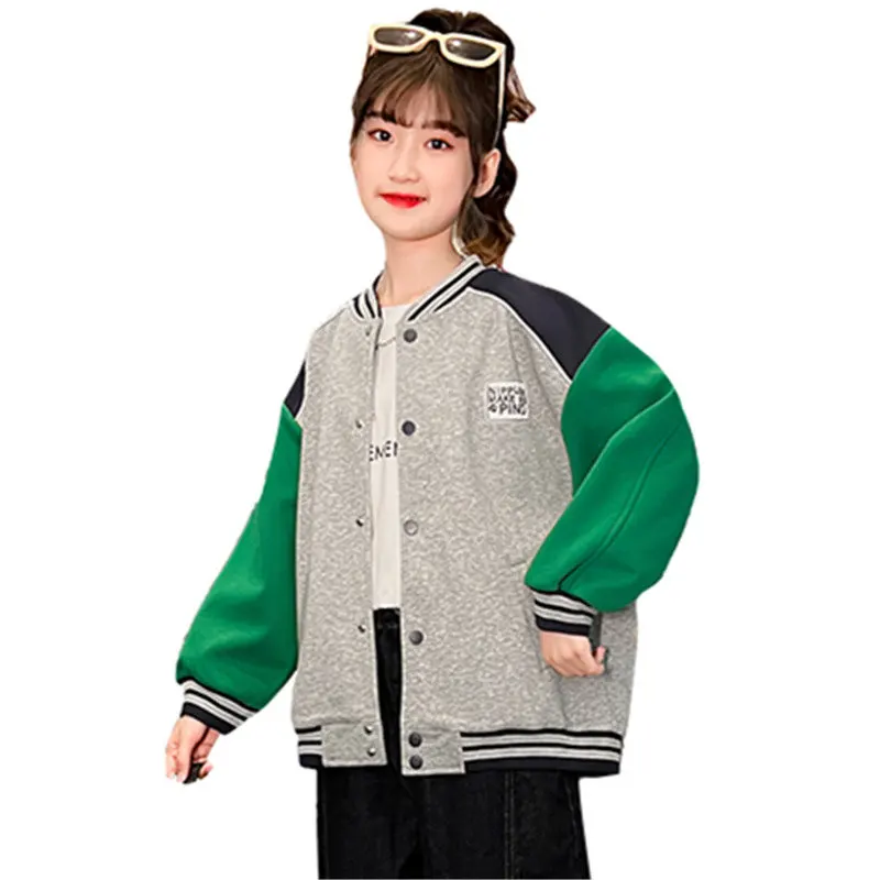 

New Children's Autumn Jacket Baseball Patchwork Cottons Kids Clothes For Teen Girls High Quality Coats Jackets 5 To 14Years Old