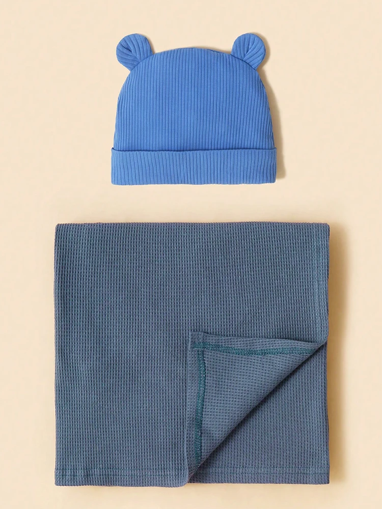 2 new baby girl blankets+bear ear hats made of pure cotton, soft, cute, fashionable and minimalist