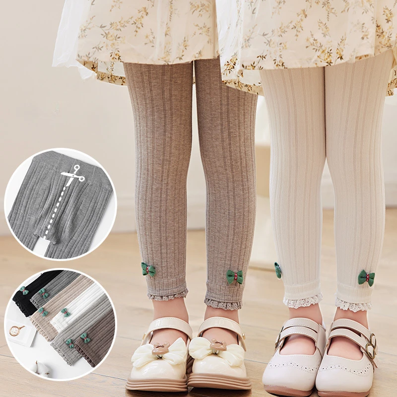  소녀 레깅스 가을 바지,  팬티 스타킹, 어린이  바지, 꽃 면 뜨게 바지,  레깅스 용수철