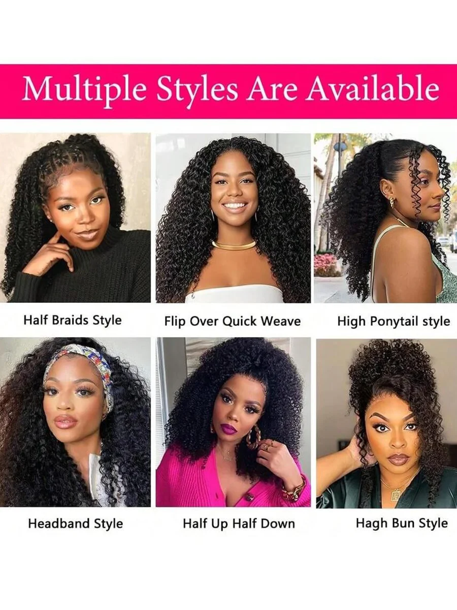 Seamless Flip Over Half Wig Wear And Go Glueless Drawstring Jerry Curly Human Hair Wig 220% Density 30 Inch For Women 6
