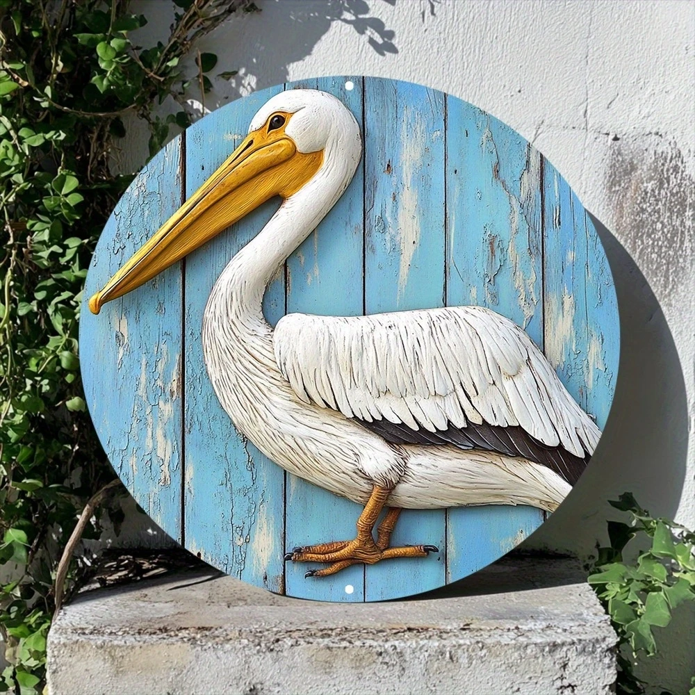 20,3 cm runder Vintage-Vogel-Holzanhänger, flacher Farbdruck, 2D-Wanddekoration für Zuhause, Bauernhof, Garten, verheißungsvoller Vogel, Foto-Requisiten, Geschenke – Detail 39