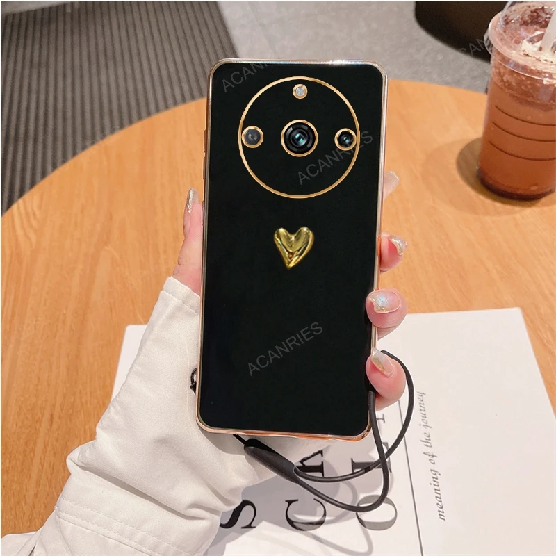 Luxurious 3D Gold Heart Plating Silicone Soft Case Cover