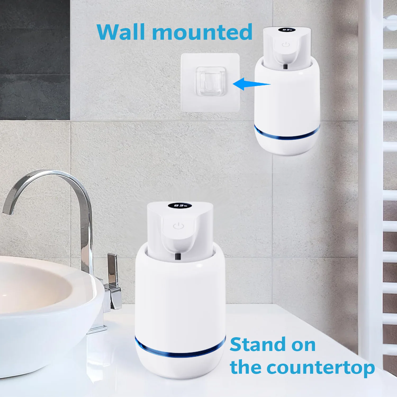 Touchless Automatic Foam Soap Dispenser USB Rechargeable Electric 4 Level Adjustable No Touch Soap Dispenser for Bathroom