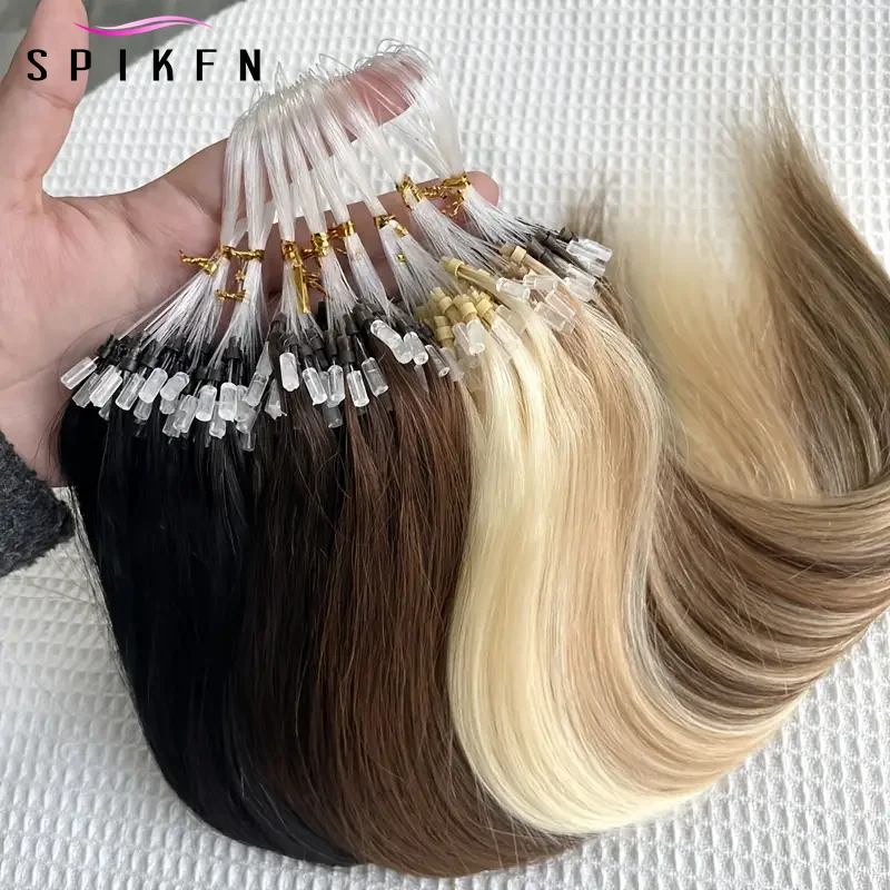 Micro Loop Hair Extensions Real Natural Straight Micro Ring Link Hair 12"-20" Loop Ring Human Extension Black Brown Blonde