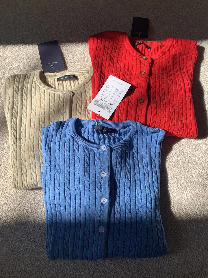 New Red Twist flower Knitted Sweater Cardigan O-Neck Single