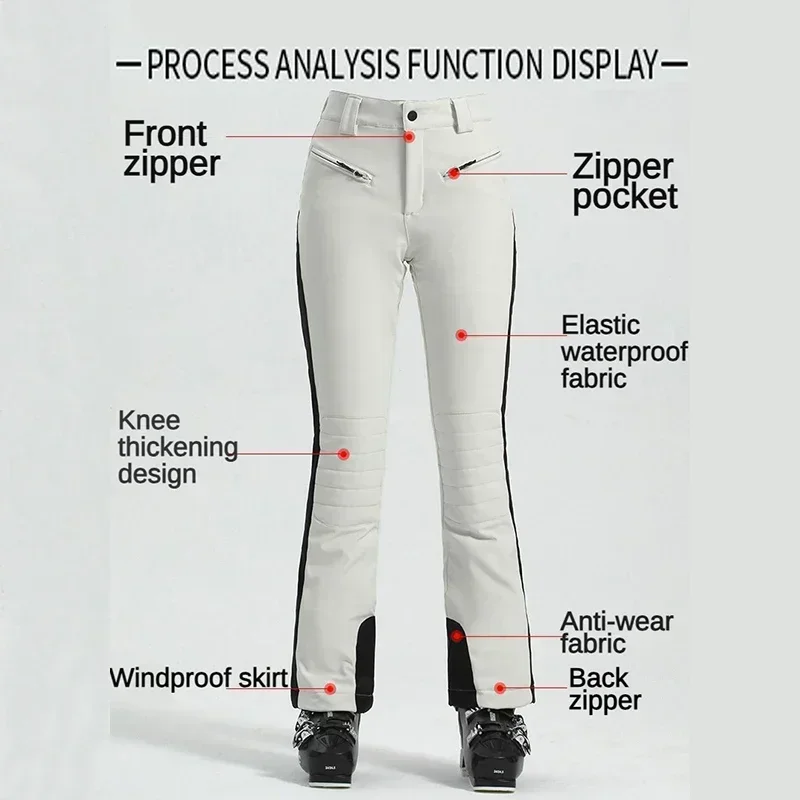 Female Slim Skiing Pants Outdoor Warm Waterproof Snow Clothes Women High Elasticity Ski Trousers Winter Alpine Sport skiing pants