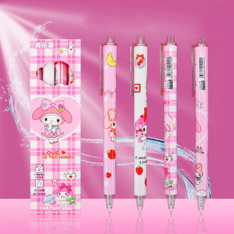 

12/36pcs Sanrio Kawaii Press Melody Gel Pen Set Cute 0.5mm Black Ink Signature Pens Promotional Gift Office School Supplies