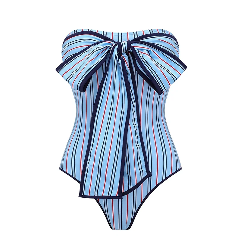 Women Sexy Bikinis Swimsuit Push Up Multi-Way Striped Bow One Piece Swimsuit Swimwear Biquini conjunto de bikini tankini