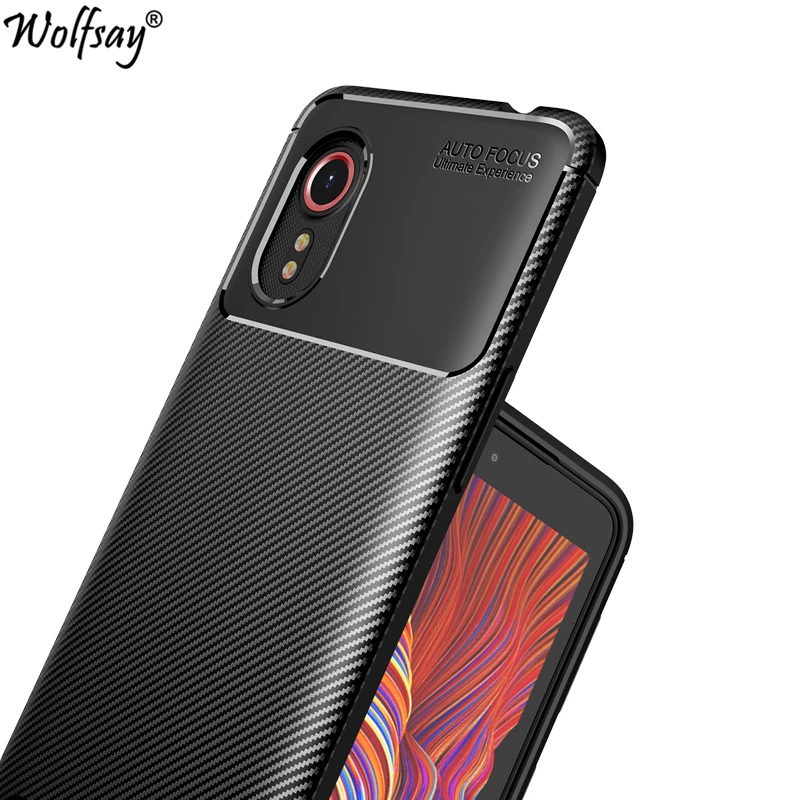 Untuk Samsung Galaxy XCover Casing Silikon Serat Karbon Tutup