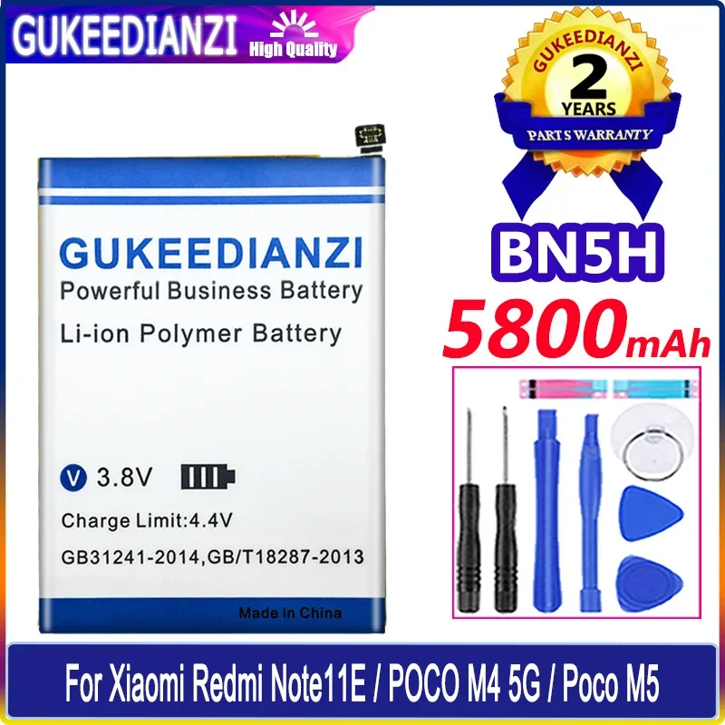 

GUKEEDIANZI Battery BN5H 5800mAh For Xiaomi Redmi Note11E Note 11E Note11 E/POCO M4 5G/M5 Batteria