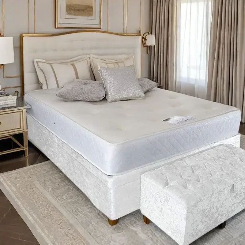 Wrap Valance Frame Cover With Around Elactic Belts and Three Sides Fabric (No Platform) Bed Skirt Crushed Velvet Divan Bed Base 6