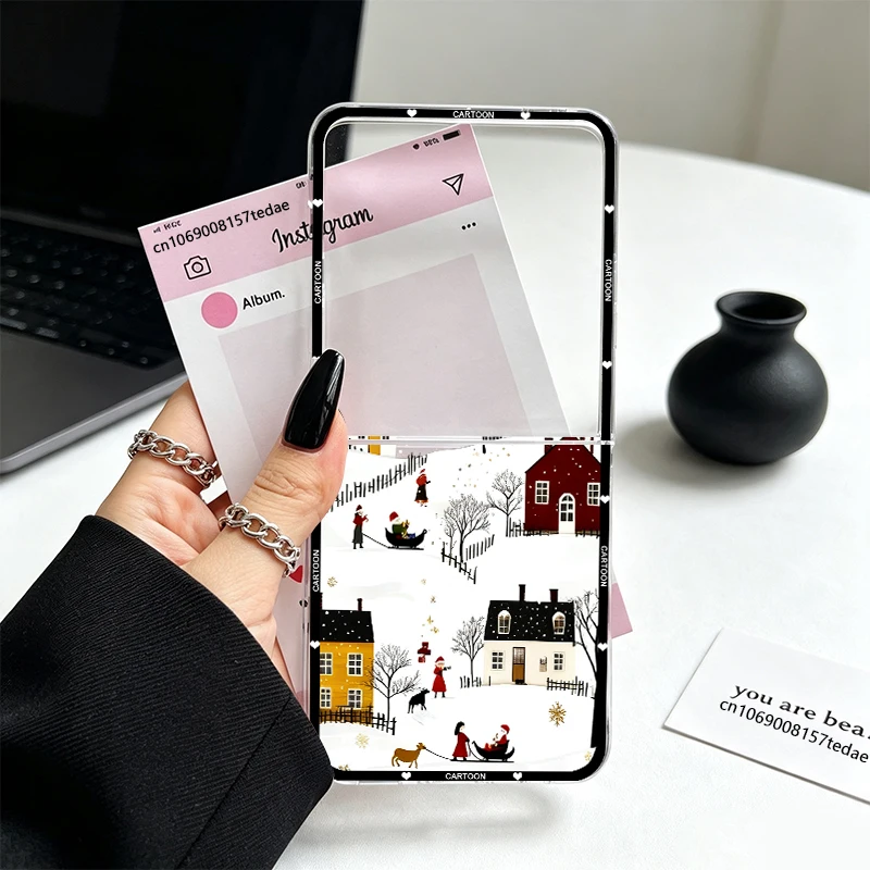 Christmas Style Snow Street Scenery Clear Case - Winter Cartoon Design