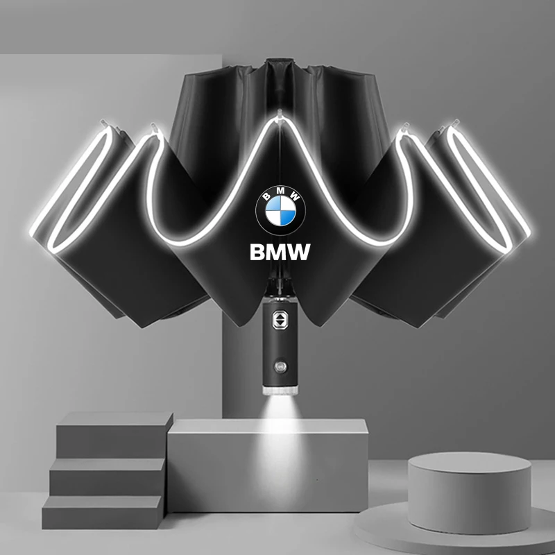Car Led Light Automatic Folding Windproof Sunshade Umbrella For BMW X1 X3 X5 X7 E39 E46 E60 E70 E90 F10 F15 F20 F25 F30 G20 G30 car windshield sunshade car logo umbrella
