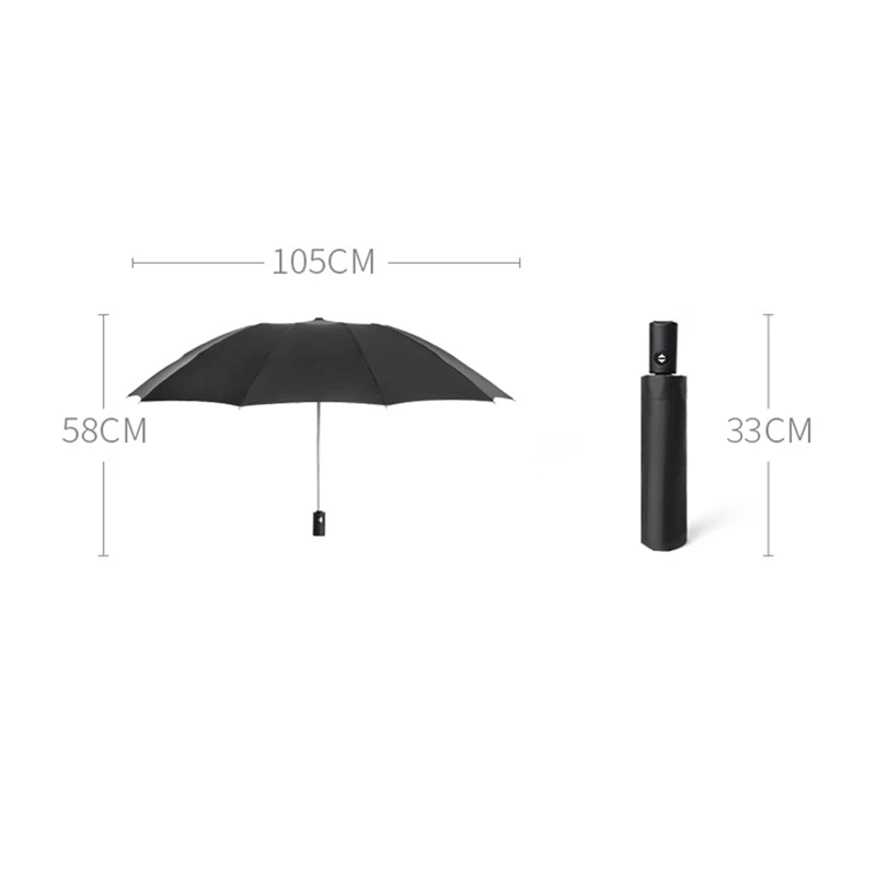 Xiaomi Automatic Umbrella Reflective Stripe Reverse Led Light Umbrella Three Folding Inverted 10 Ribs Windproof Umbrellas