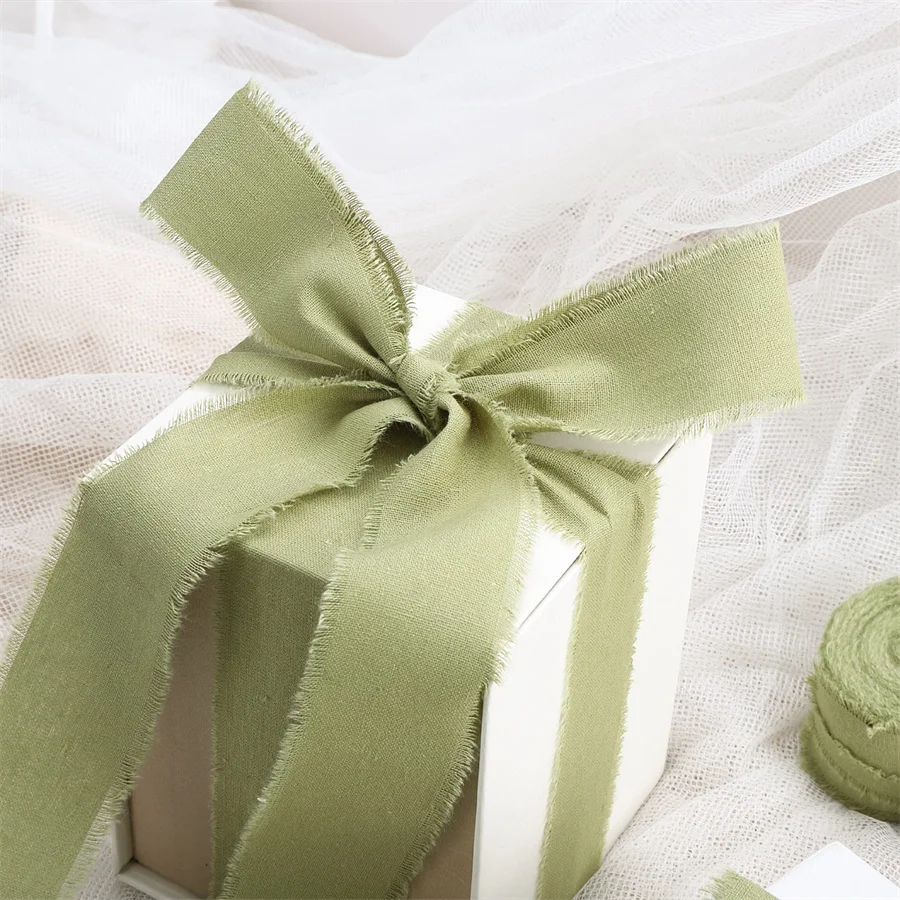 1 Rolle 5 Yards*4 cm Satinband mit ausgefransten Kanten aus handgefertigter Baumwolle und Leinen für Hochzeitseinladungen, Blumensträuße, Geburtstagsfeiern, DIY-Dekoration. – Detail 7
