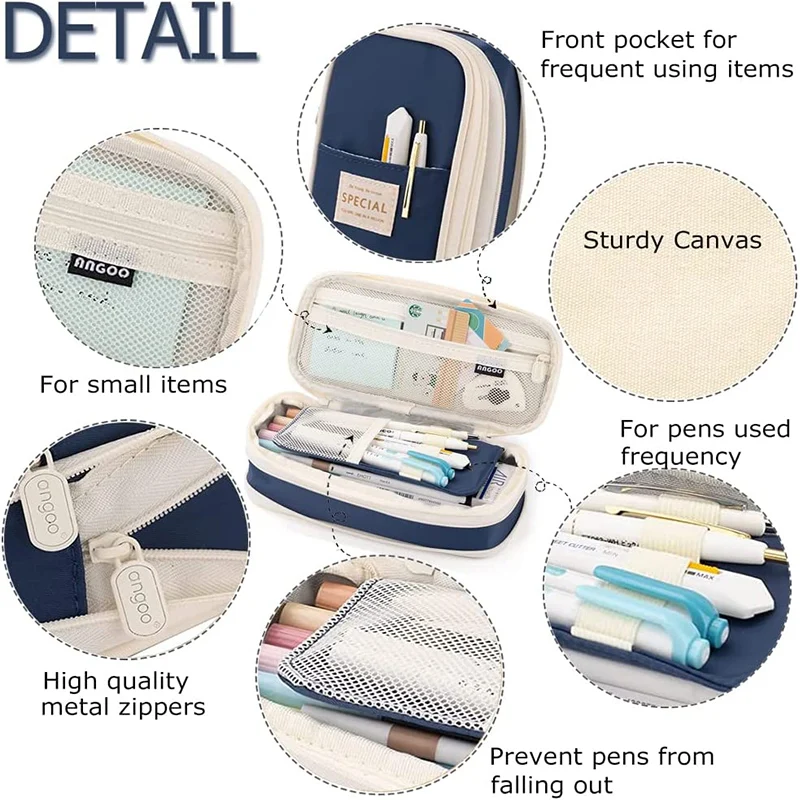 Kawaii Pencil Case Korean Pouch for Girls Large Capacity Pen Box Organizer School Supplies Office Accessories Stationery Bag