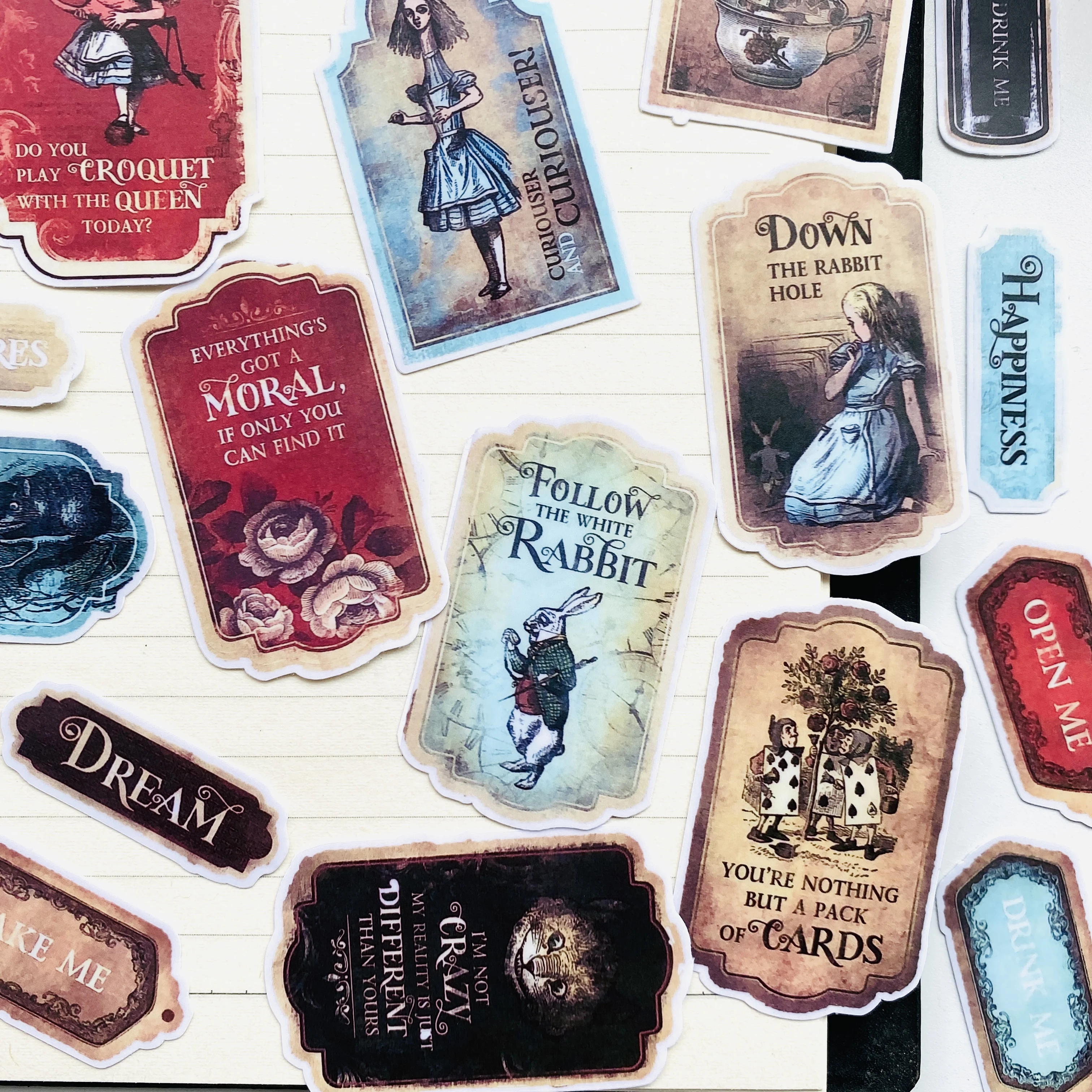 Cartoon Stickers Decorative Stickers Self Adhesive Stickers Custom Stickers Stationery Stickers Anime Stickers Paper Stickers Adhesive Stickers Decorative Labels Stickers 42Kinds Vintage Girl In Wonderland Theme Stickers DIY Scrapbooking Collage Phone Diary Album Happy Plan Gift Seal Decoration
