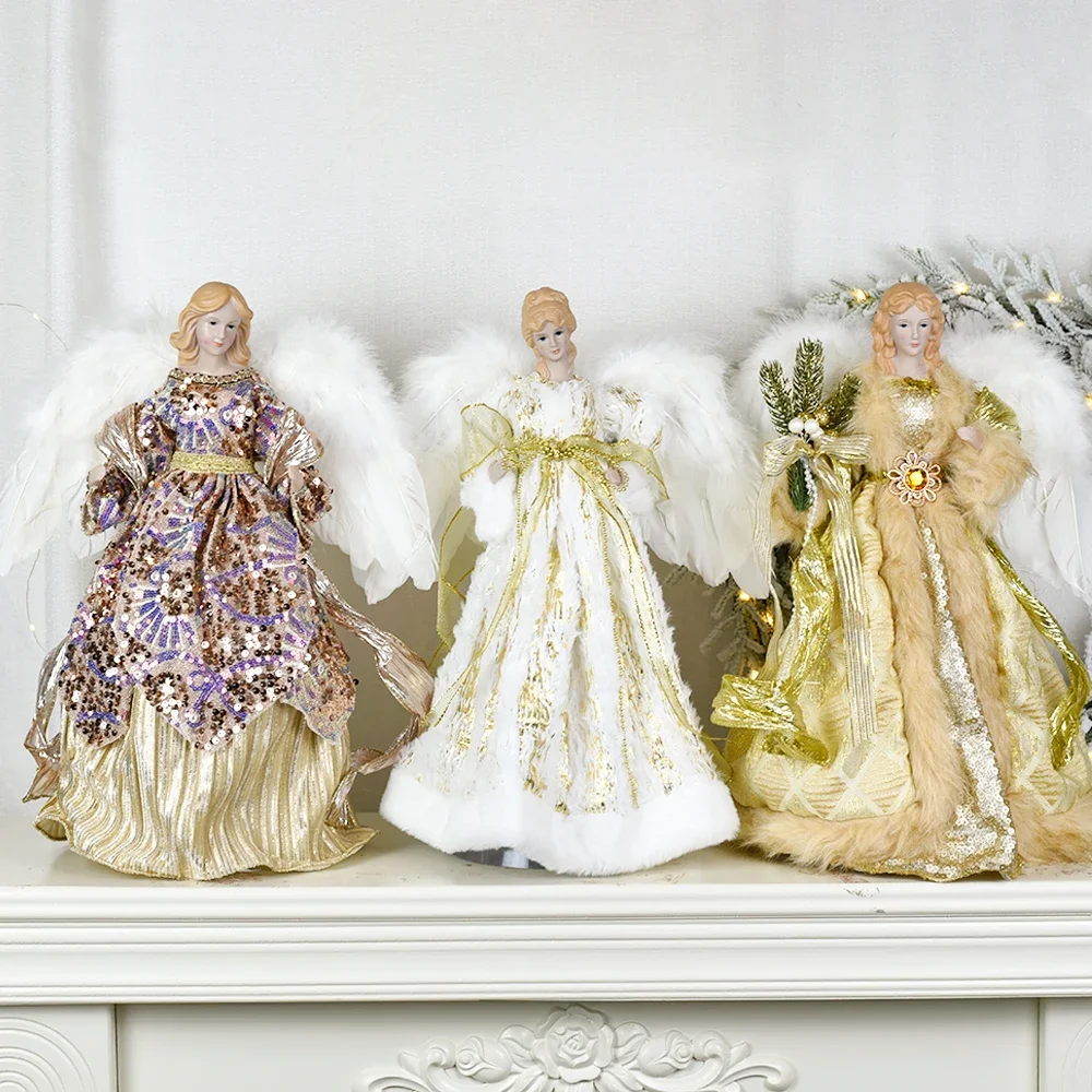 Standing Treetop Figurine Angel In  Gown Home Table Decoration Room Decor Statue Home Accessories Desk Decor