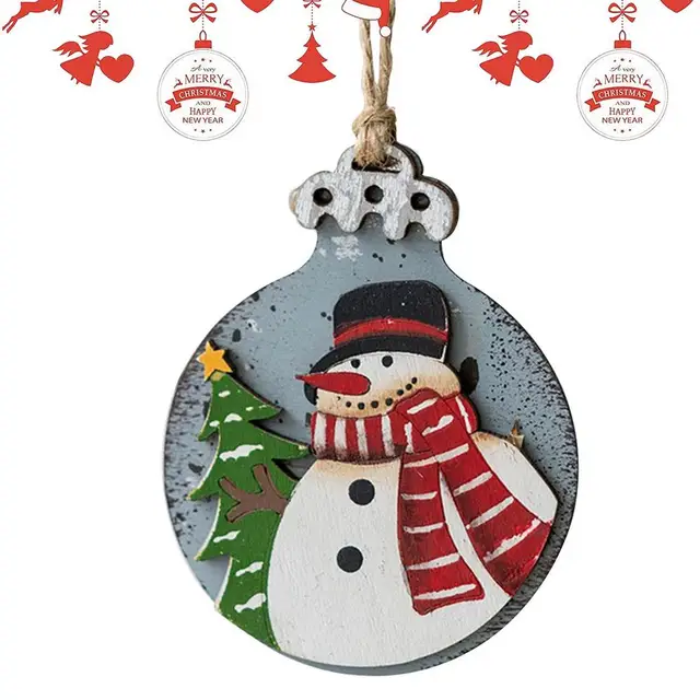 Pendentif bonhomme de neige de Noël arbre de Noël mignon bonhomme de neige  voiture pendentif sac suspendu décoré 2D acrylique plat arbre de Noël  pendentif perles sur ficelle (D, taille unique) 