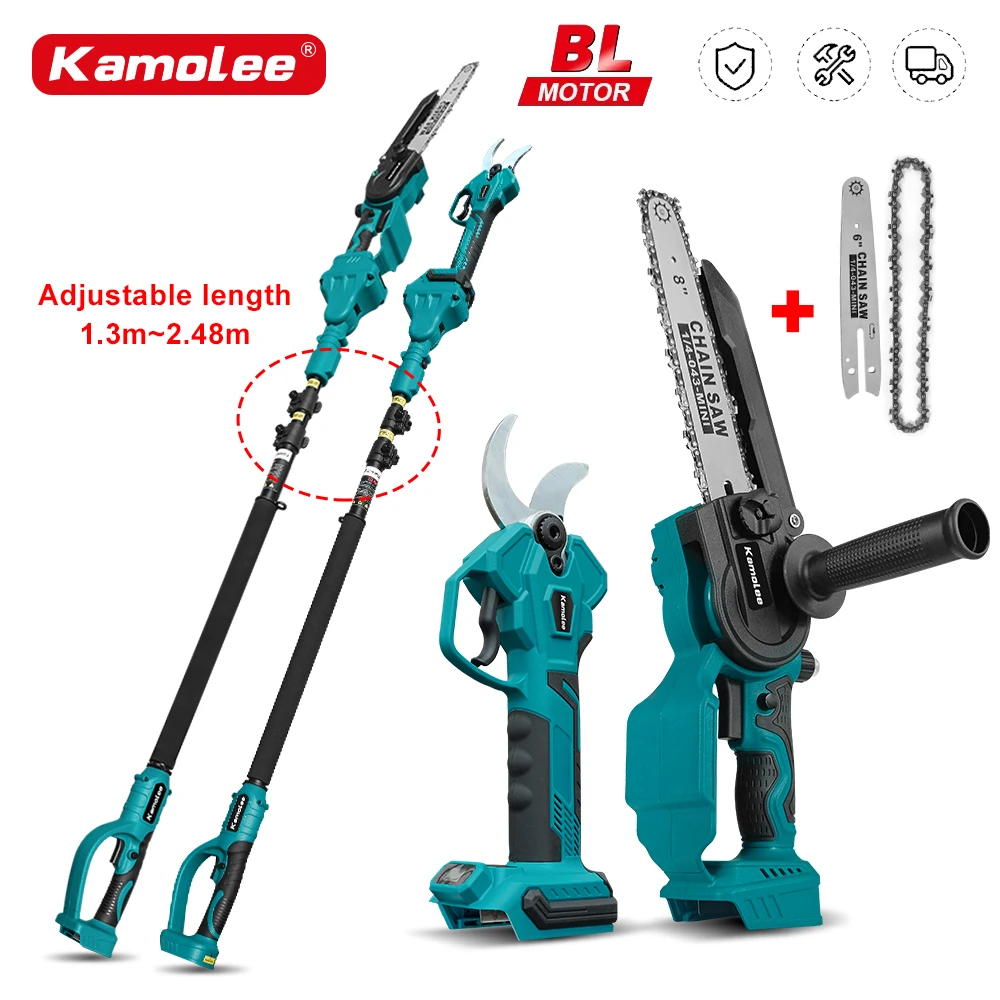 KAMOLEE Extension Pole 2.5 Meter, High Branch Saw Suitable Electric Scissors Rechargeable Chain Saw 6 Inch 8 Inch Hand Saw