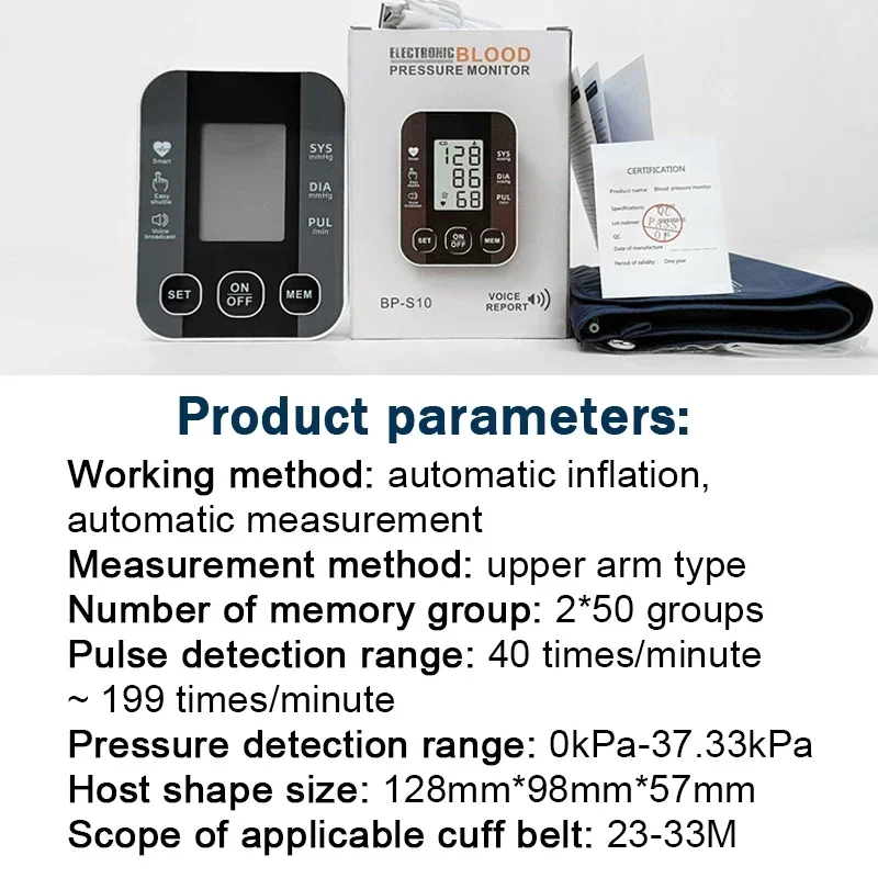 Description Picture 6 of itemDigital Arm Blood Pressure Meter 32cm Cuff Medical Pressure Tonometer Tensiometer Baumanometer Pulse Sphygmomanometer