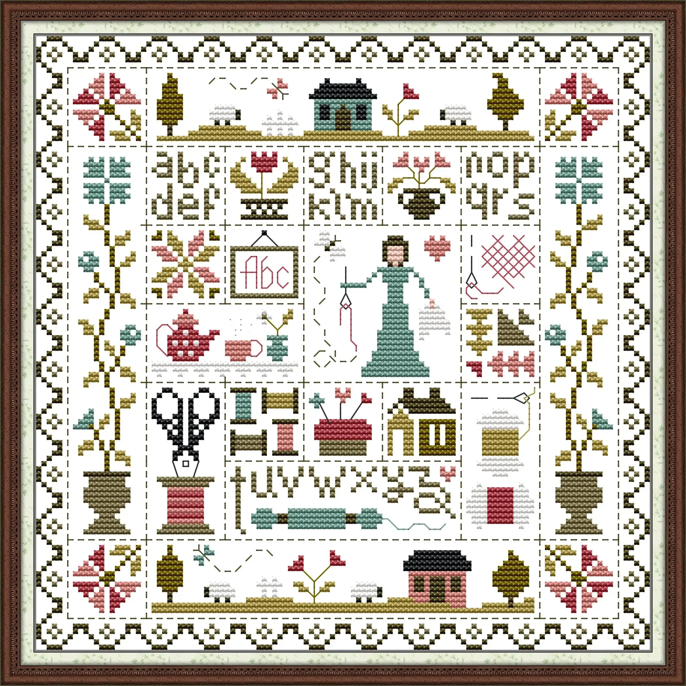 Cross Stitch Kit Joy Sunday-Pre-printed DIY Easy Pattern Aida 14/11CT Stamped Fabric Embroidery Set My Home