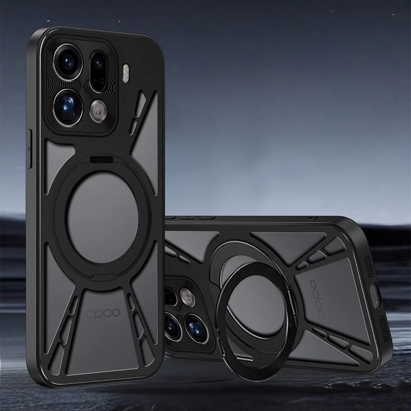 Ultra-Thin Magnetic Metal Case with Rotating Heat Dissipation Bracket and Shockproof Bumper