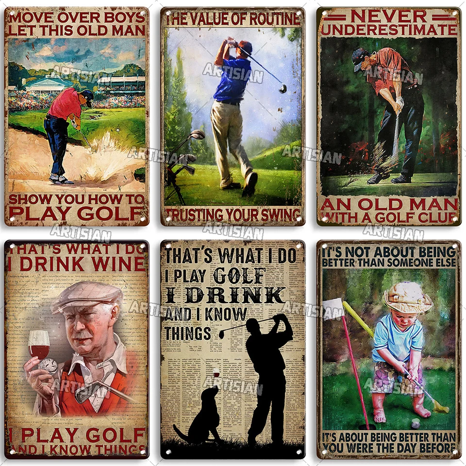 Artisian Golf Golfer Targa in metallo Sport Targa in metallo Poster decorativo vintage Decorazione da parete Garage Bar Pub Club Hotel Cafe Cucina  15