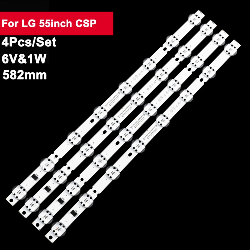 

4Pcs/set 55inch 582mm LED Backlight TV Strip for LG 55''8led CSP SSC-Y19-Trident-55UM73&75-S 55UM7510PLA,55UM7300AUE,55UM7660PLA