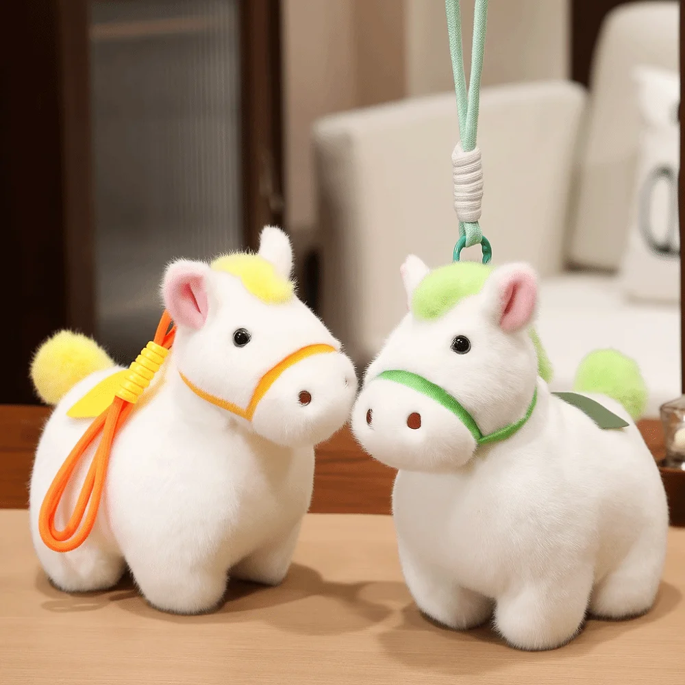 Cartoon Pony Pendant Steed Doll Animal Chinese New Year Gift Chinese Style Mascot Doll Plush Horse Keychain Festive Decor