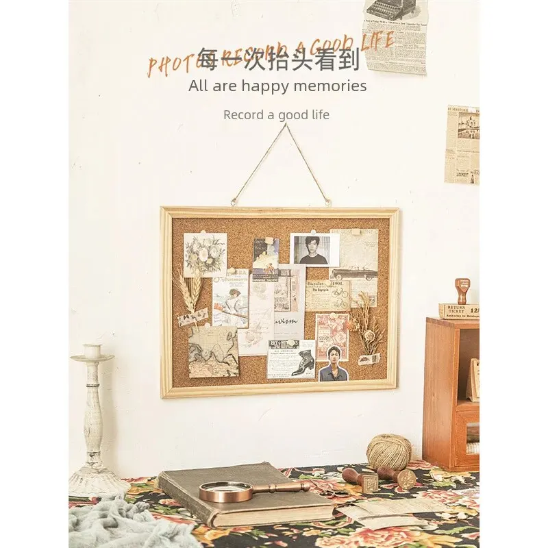 코르크 보드 데스크탑 메모장, 엄지 손가락 메시지 보드, 벽걸이 펠트 사진 장식, 배경 벽 패널