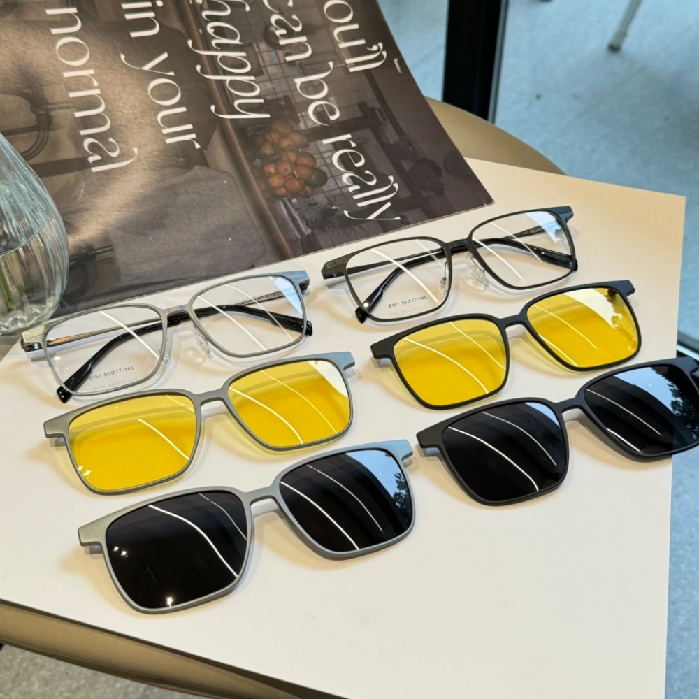 

Men Sunglasses Clip Polarized Lens Sun Clips Glasses Cover Night Vision Eyewear UV400 Male Driver Custom Myopia Spectacles