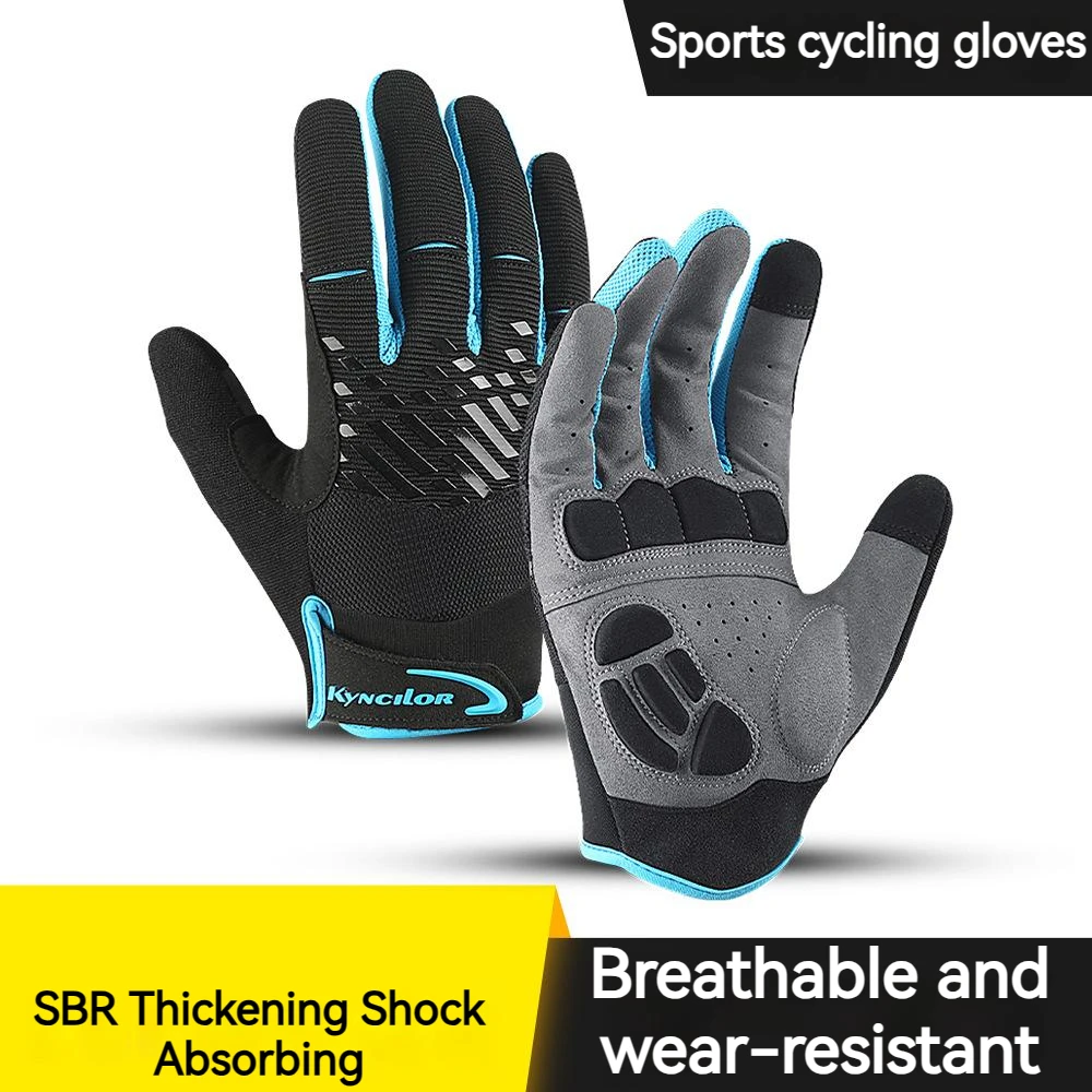 

JEPOZRA Outdoor Mountain Biking Gloves for Men and Women, Long Finger Touch Screen, Breathable, Shock Absorption, Sports Riding