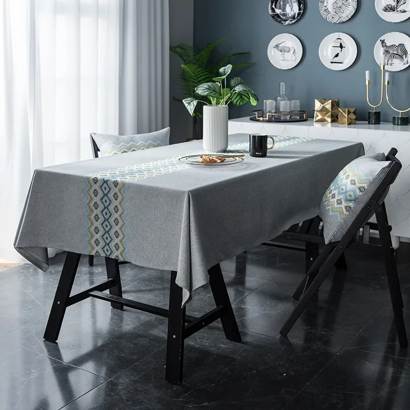 

American Embroidery Tablecloth Antifouling Rectangular Tablecloth Washable and Oil Resistant Coffee Table Mat Table Cover