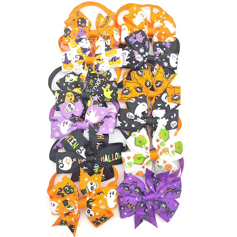 

30/50 Pcs Pet Dog Grooming Product For Halloween Party Dog Cat Bow Ties Pumpkin Skull Dog Accessories Bow Tie Pet Supplies