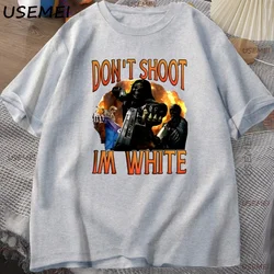 Playful Don't Shoot Graphic Unisex Vintage T - Shirt - Casual Humor Short Sleeve Streetwear Tee - XXXL (GRAY)