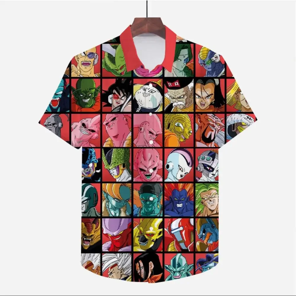 

Men's Shirt 2023 Clothes Short Sleeve Dragon Ball Z Oversized Y2k Cool 5XL Super Saiya Summer Beach Style Streetwear Anime Cute