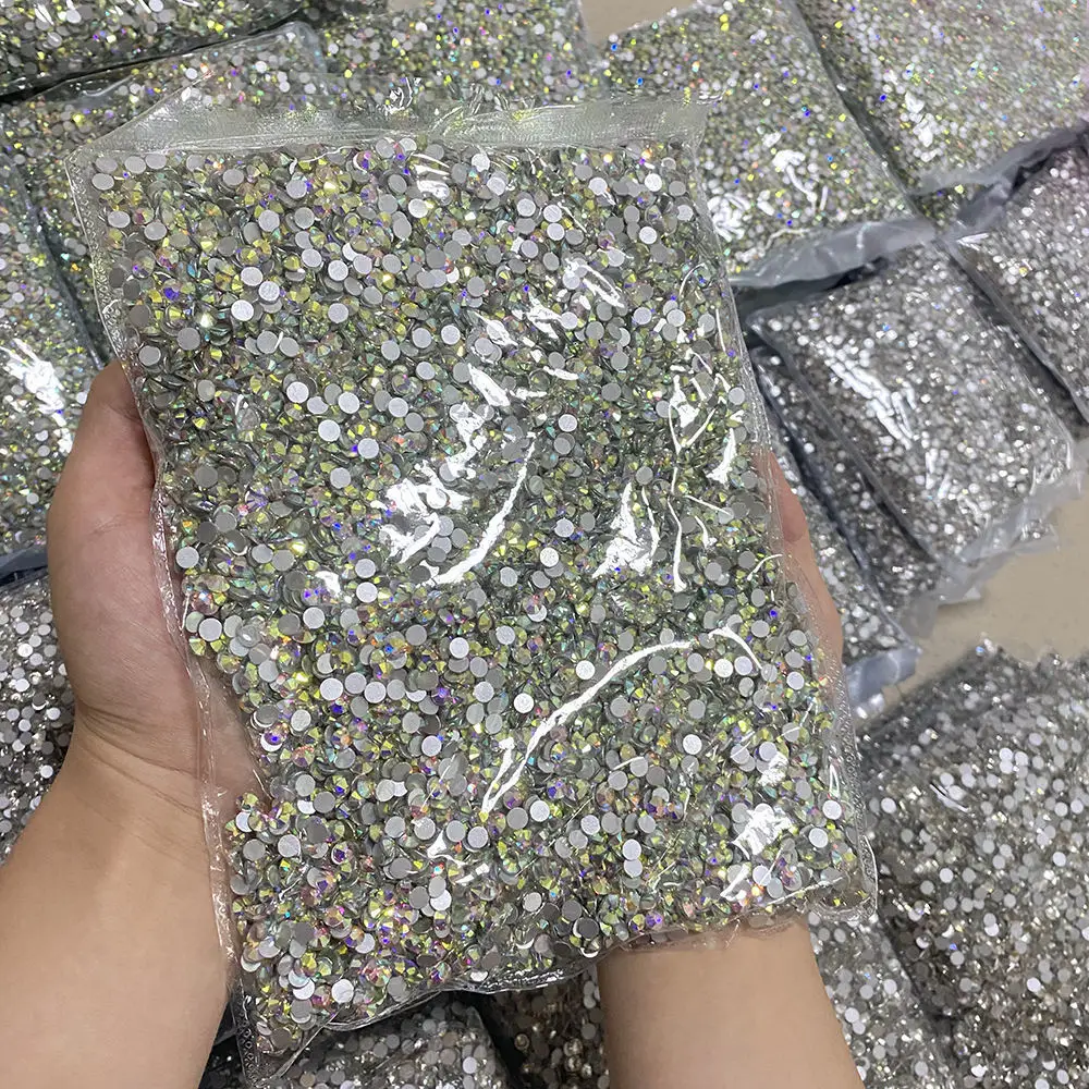 

Big Package Bulk Wholesale Flatback Crystal AB Non hotfix Rhinestones SS3-SS30 Clear AB Strass for Nail Art Decoretion