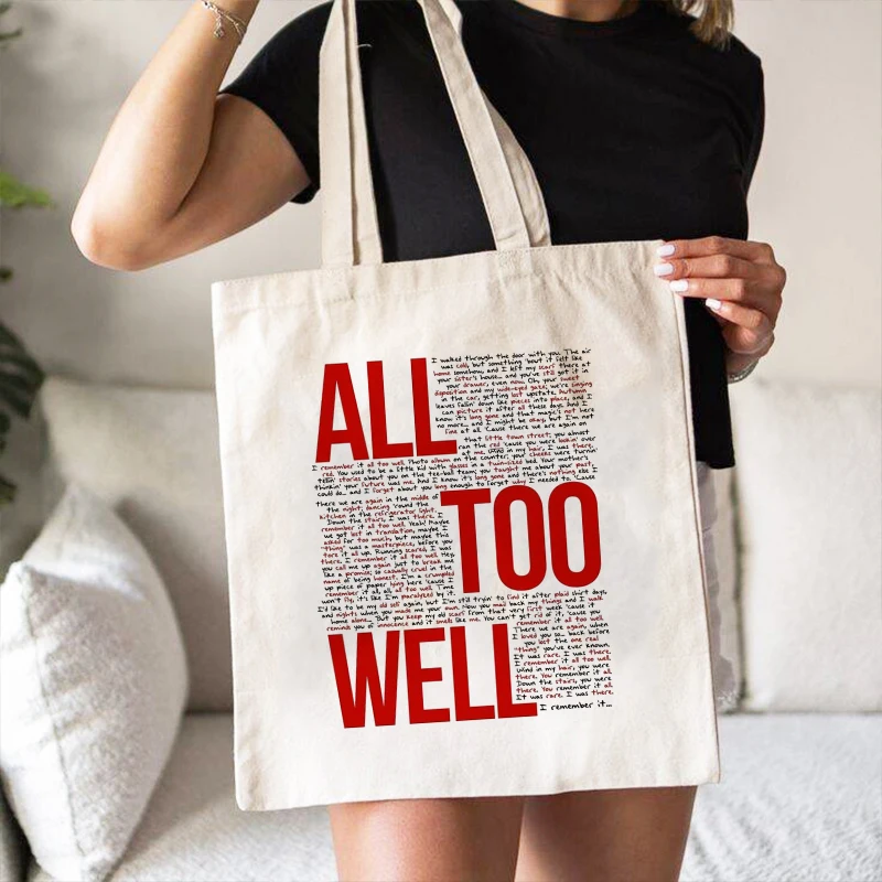 

All Too Well women white Tote Bag Taylor fans Tote Bag Book Bag Shopping Bag Shoulder Bag Canvas Bag Christmas Birthday Gift