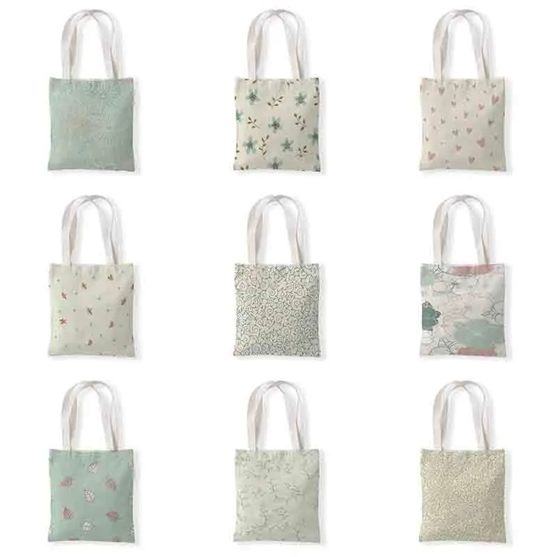 

Women Reusable Shopping Bag Eco Floral Handbag Beach Bag Big Capacity Casual Canvas Shoulder Bag Flower Print Tote Bags