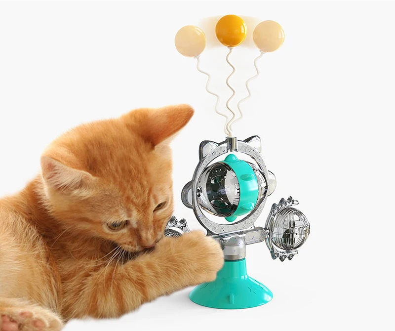 Cat Toys Rotating Wheel Tease Cat Toy Teaser Balls With Catnip Ball With Suction Cup Funny Catnip Toys for Cats