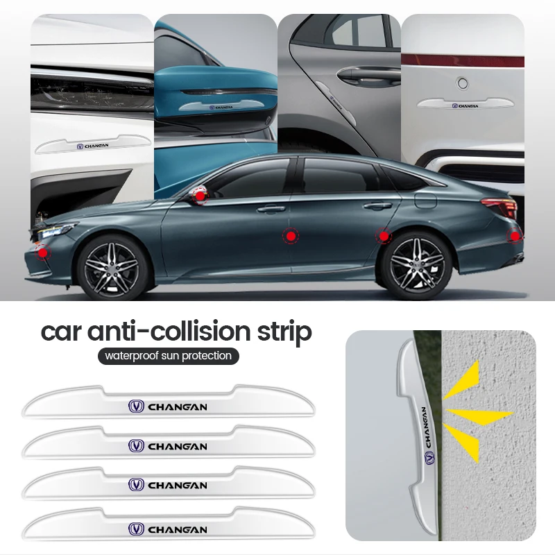4 шт. прозрачные полосы для защиты от столкновений на края двери автомобиля, наклейка на зеркало заднего вида для Changan CS15 CS75 CS35 CS55 CS95 Raeton Cx20