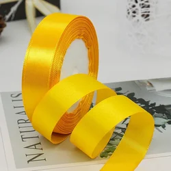 Satin Ribbon Roll for Home Decor, Wedding, and Gift Wrapping - 22 Meters (Golden)
