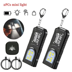 Rechargeable LED Keychain Flashlight - 550LM Portable Mini Torch with Magnet (2pcs)