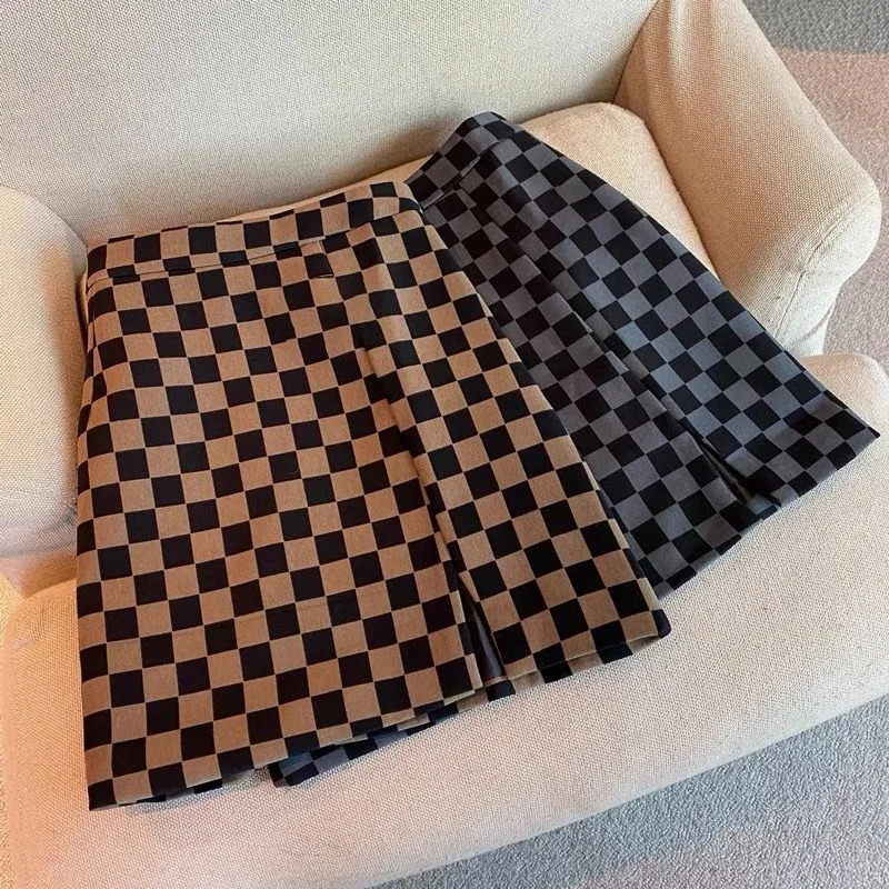 

Plaid in Autumn Winter A-line Short High Waist Small Faldas Fashion Clothes for Women Skirts