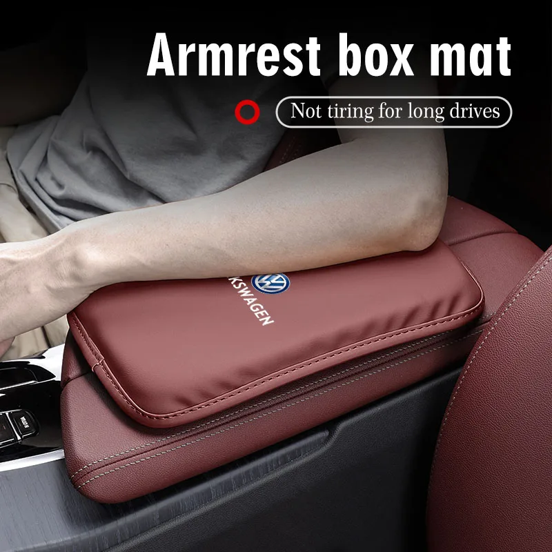 Car Leather Armrest Pad Memory Foam Arm Rest Cushion For Volkswagen Jetta Golf Passat Polo Tiguan Touareg Sharan Magotan Amarok